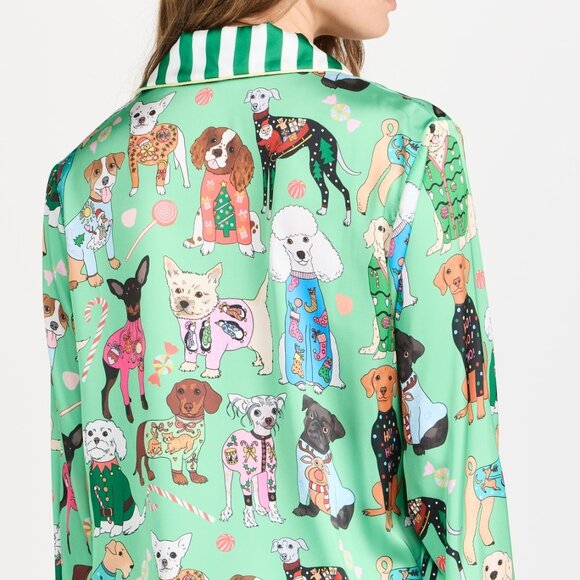 NEW Karen Mabon SET Christmas Sweater Day-Dogs Long Sleeve with Shorts Pajamas M - Picture 4 of 14